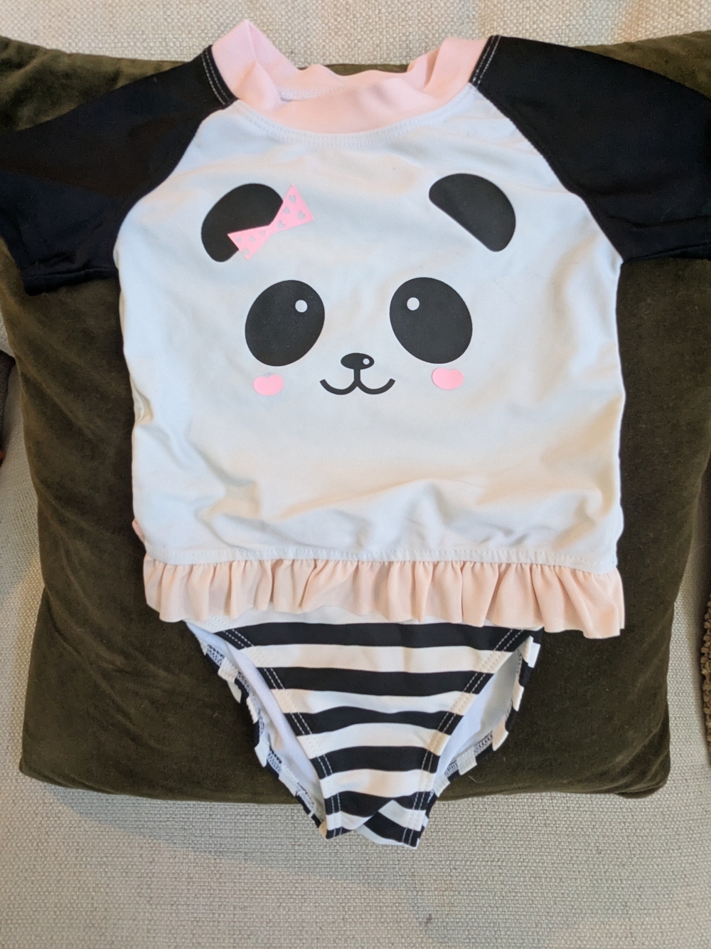 George Pink & Black Panda Ruffle Two -Piece